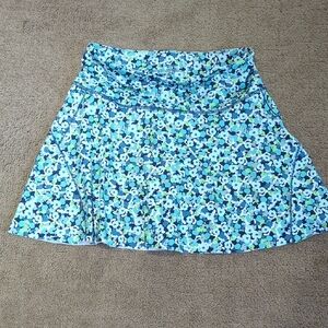 Athleta Blue Floral Skater Skirt